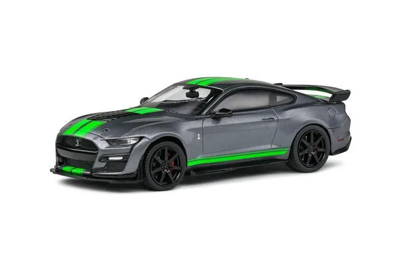 1:43 2020 Shelby Mustang Gt500 -- Grey W/Neon Green Stripes -- Solido Ford 1