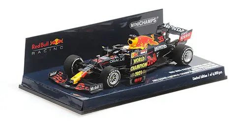 1:43 2021 Max Verstappen -- World Championship Winner -- Minichamps F1 1