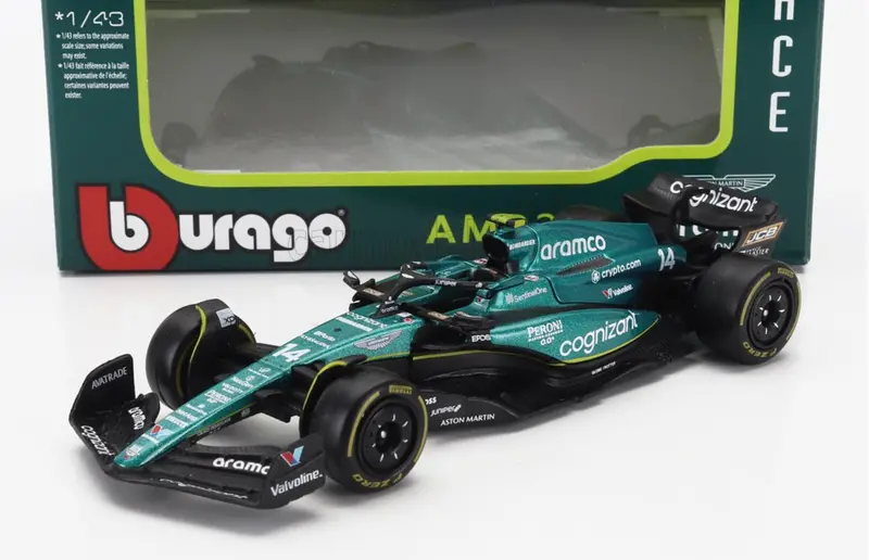 1:43 2023 Fernando Alonso -- #14 Aston Martin Amr23 -- Bburago F1 1