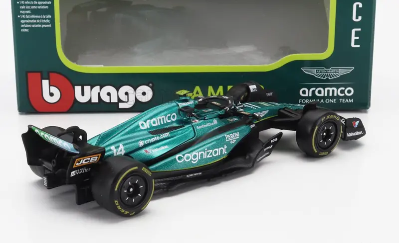 1:43 2023 Fernando Alonso -- #14 Aston Martin Amr23 -- Bburago F1 2