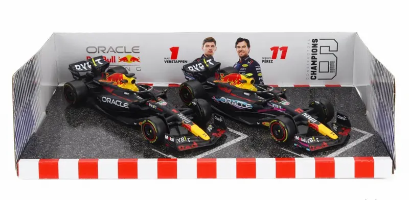 1:43 2023 Red Bull Racing 2-Pack Set -- Max Verstappen/Sergio Perez -- Bburago F1 1