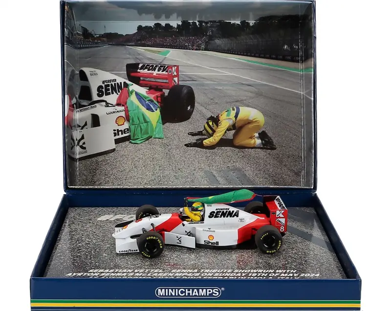 1:43 2024 Ayrton Senna Tribute - Sebastian Vettel -- Mclaren Mp4/8 -- Minichamps 1