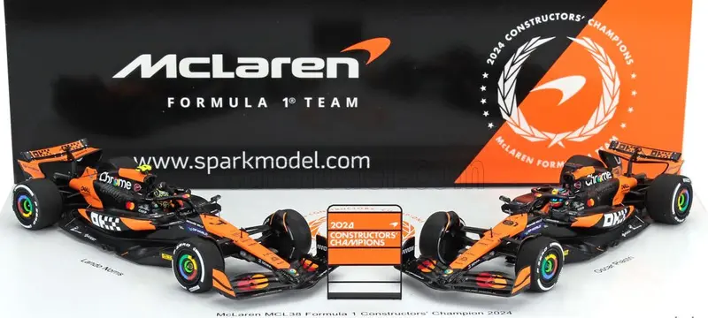 1:43 2024 Constructors Champion Twin Set -- Mclaren Mcl38 -- Spark F1 1