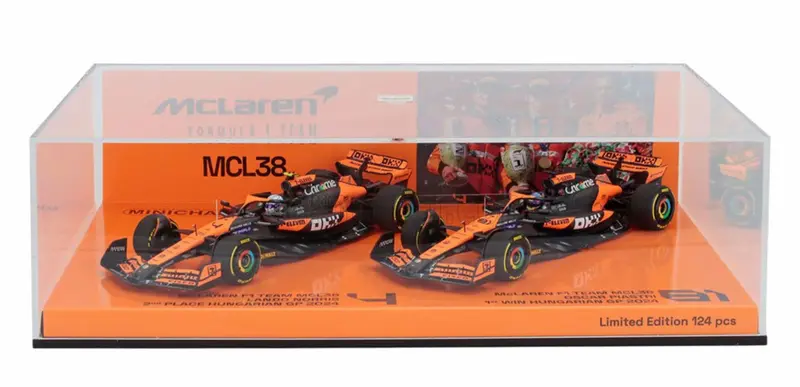 1:43 2024 Hungarian Gp - Piastri/Norris Mclaren 1-2 Finish Twin Set - Minichamps 1