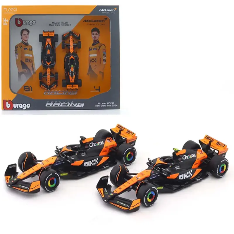 1:43 2024 Mclaren F1 Team 2-Pack Gift Set - Oscar Piastri/Lando Norris - Bburago 1