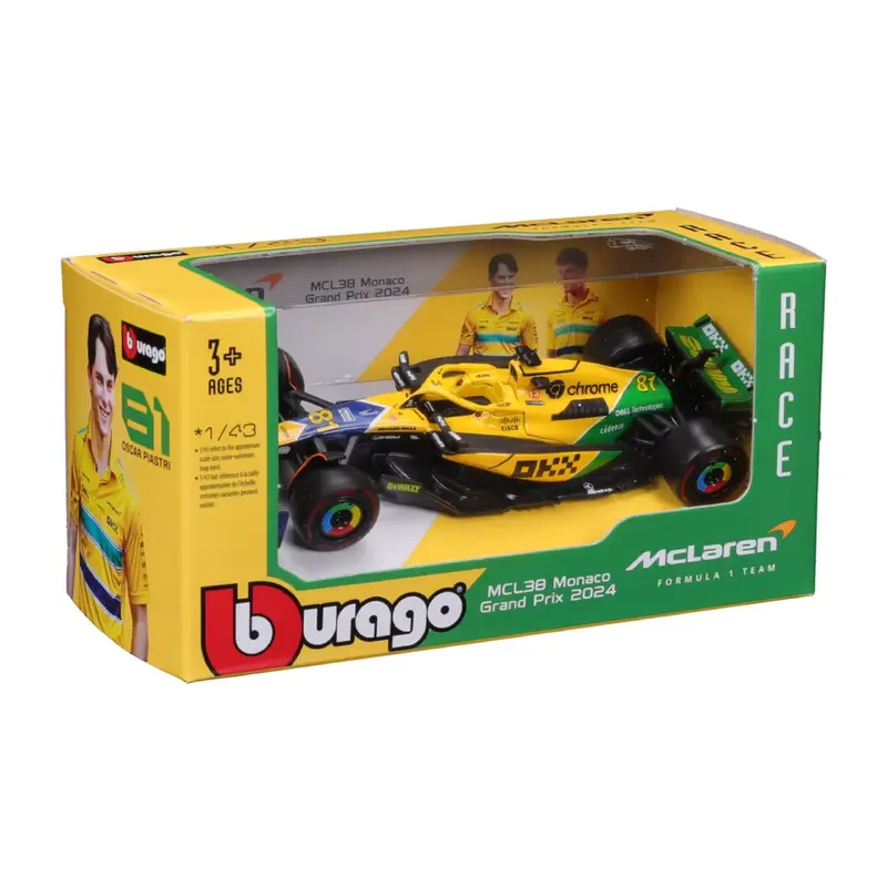 1:43 2024 Oscar Piastri -- Monaco Gp -- #81 Mclaren Mcl38 -- Bburago F1 1