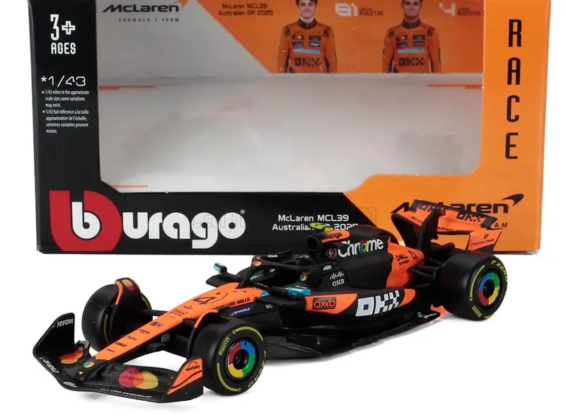 1:43 2025 Lando Norris -- Australian Gp -- #4 Mclaren Mcl39 -- Bburago F1 1