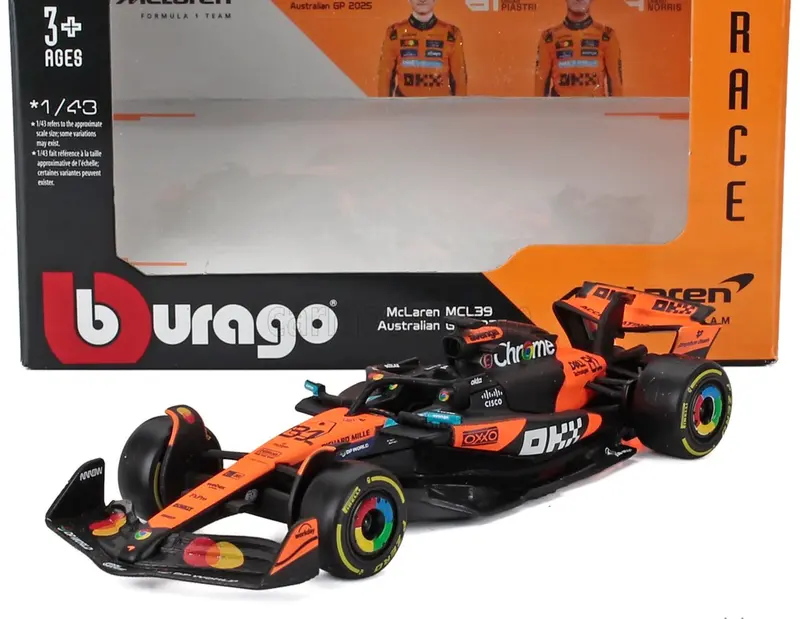 1:43 2025 Oscar Piastri -- Australian Gp -- #81 Mclaren Mcl39 -- Bburago F1 1