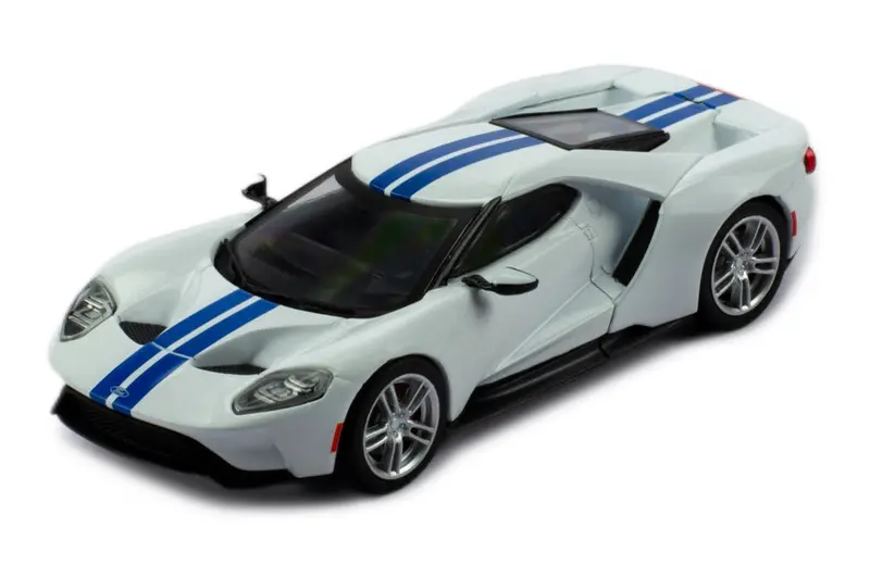 1:43 Ford Gt 2017 -- White W/ Blue Stripes -- Ixo Models 1