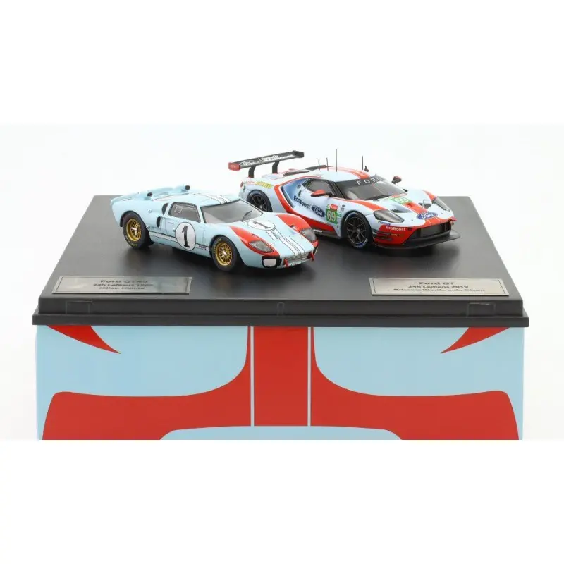 1:43 Ford Gt40/Gt Twin Set -- 1966 2019 24 Hr Le Mans Blue/Orange -- Ixo Models 1