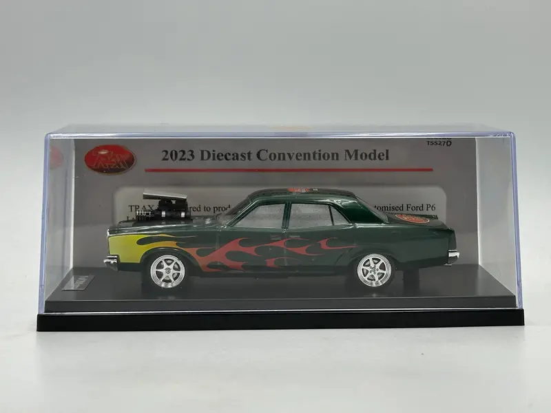 1:43 Ford P6 Ltd -- Metallic Green W/Flames -- 2023 Expo -- Trax Tss27d 1