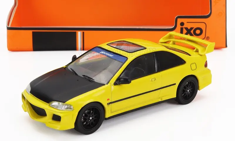 1:43 Honda Civic (Ej1) Coupe 1995 -- Yellow W/Black Bonnet -- Ixo Models 1