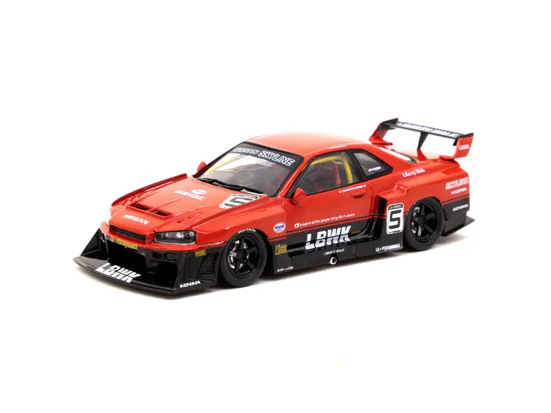 1:43 Lbwk Nissan E-R34 Super Silhouette Skyline Gtr - Liberty Walk Red -- Tarmac 1