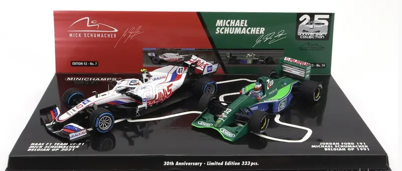 1:43 Michael / Mick Schumacher Twin Set - Jordan 191/Haas Vf-21 -- Minichamps F1 1