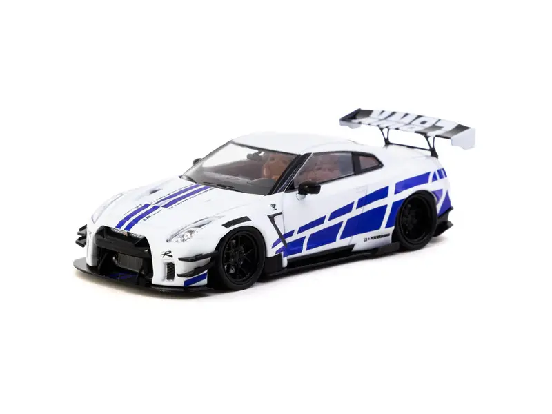 1:43 Nissan Gt-R R35 Lb-Works Type 2 -- White W/Blue Decals -- Tarmac Works 1