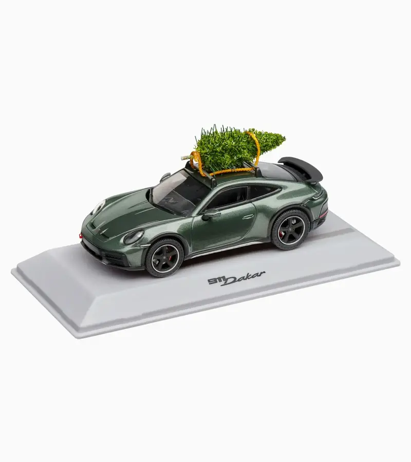 1:43 Porsche 911 (992) Dakar -- Green Metallic Christmas Edition -- Spark Dealer 1