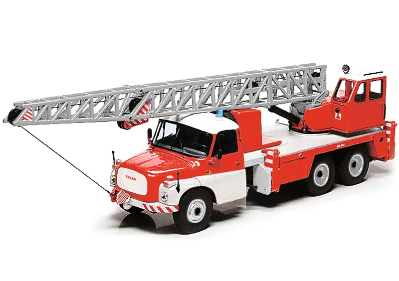 1:43 Tatra T148 Kranwagen (Crane Truck) Fuerwehr -- Red/White -- Schuco 1