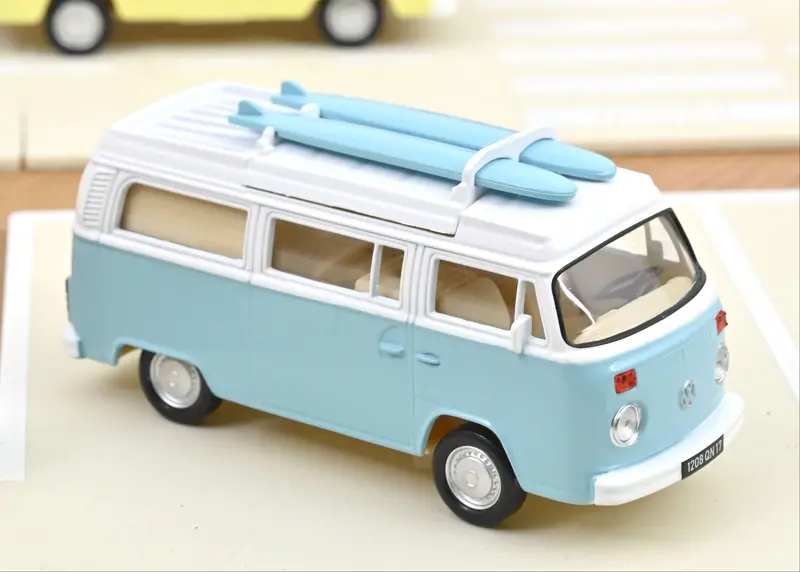 1:43 Volkswagen Kombi T2b Camper Van -- Light Blue/White -- Norev 1