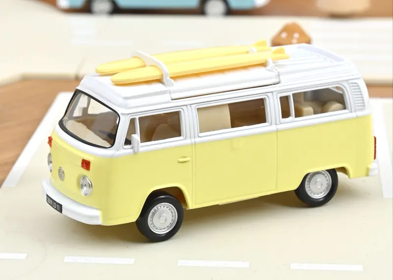 1:43 Volkswagen Kombi T2b Camper Van -- Yellow/White -- Norev 1