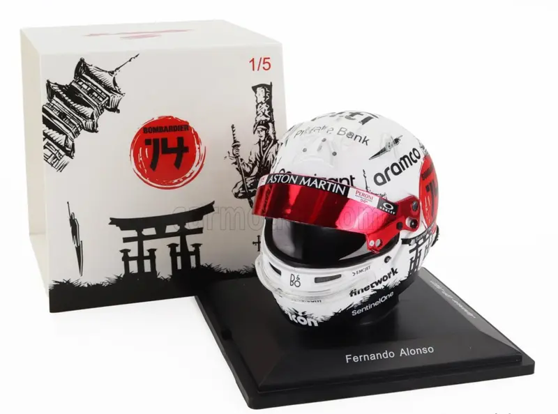 1:5 Helmet -- Fernando Alonso - 2023 Japanese Gp -- Aston Martin -- Spark F1 1