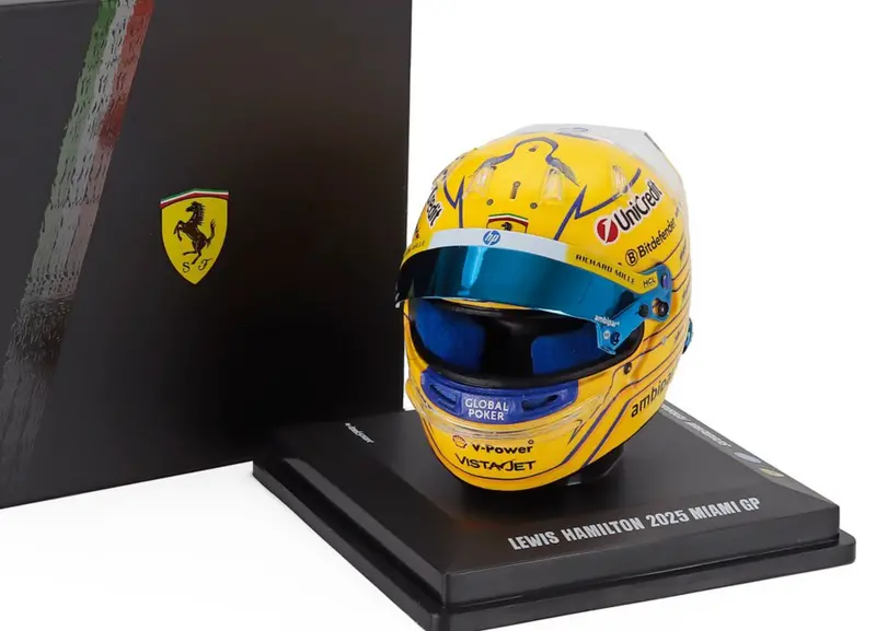 1:5 Helmet -- Lewis Hamilton - 2025 Miami Gp -- Ferrari -- Looksmart F1 1