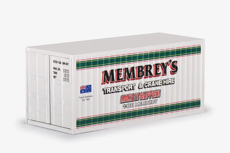 1:50 20' Shipping Container -- Membrey's Transport -- Conrad 99928/13 1