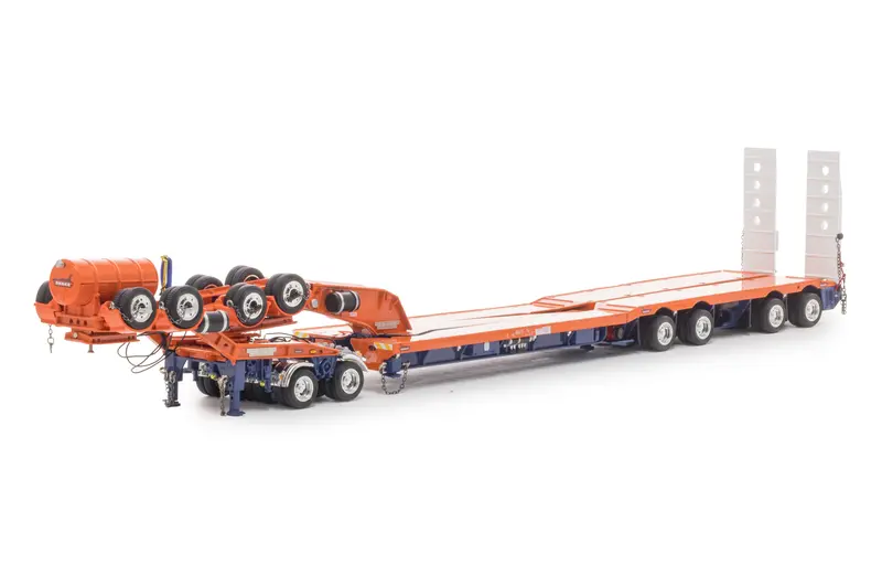 1:50 4X8 Trailer Set W/ Hydraulic Neck - Orange / Blue -- Drake Truck Zt09341 1