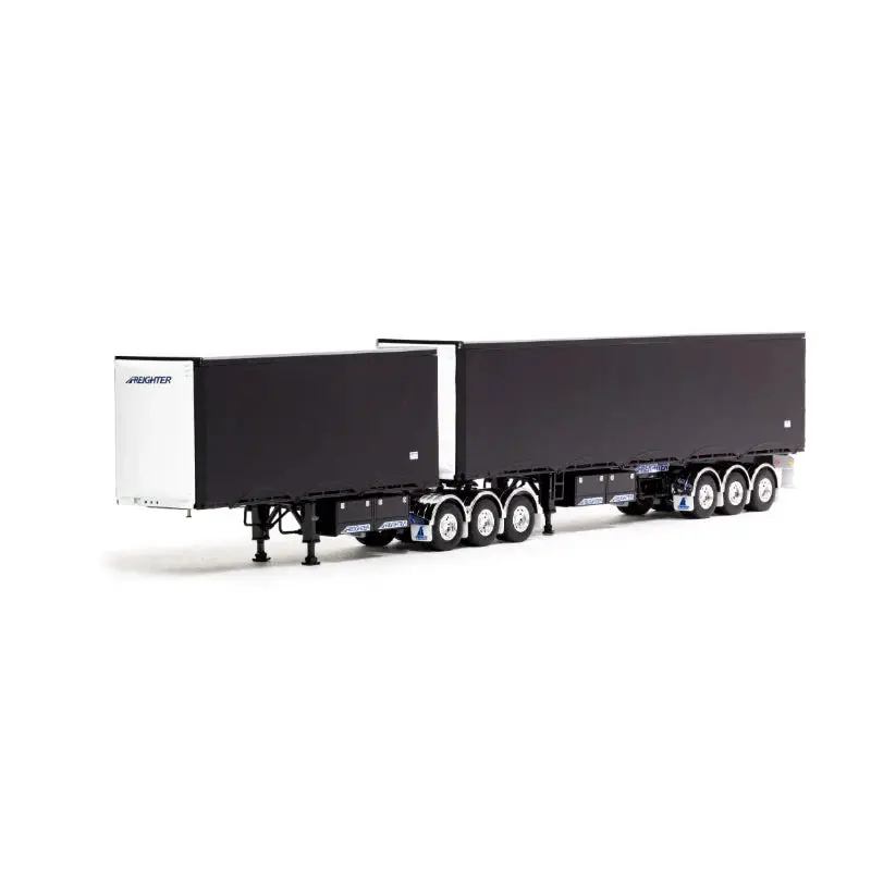 1:50 Eziliner B-Double Trailer Set -- Black/White -- Drake Truck Zt09279 1