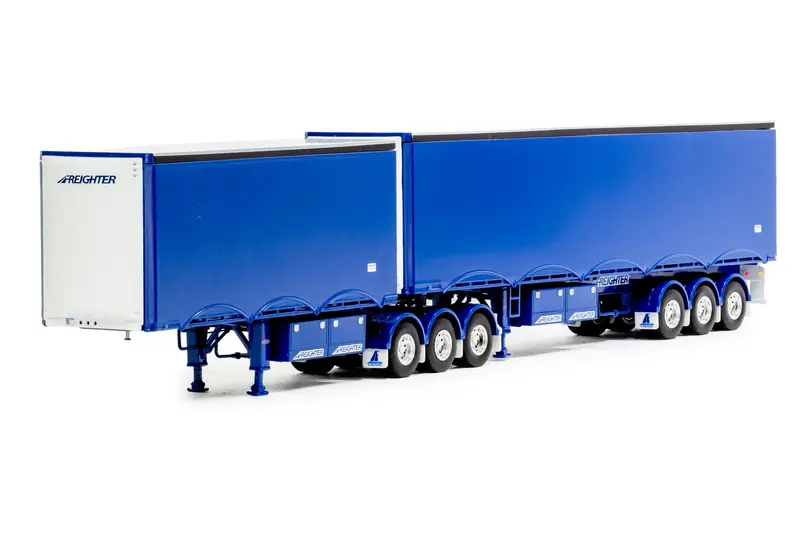1:50 Eziliner B-Double Trailer Set -- Blue/White -- Drake Truck Zt09277 1