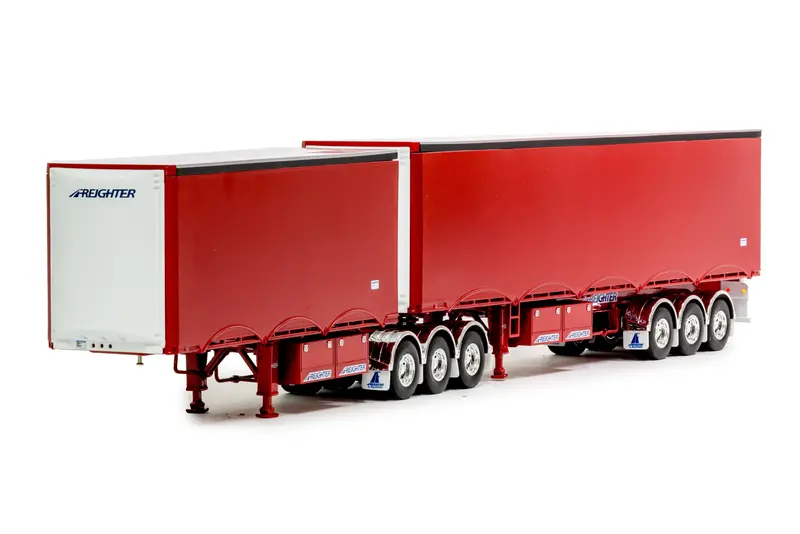 1:50 Eziliner B-Double Trailer Set -- Red/White -- Drake Truck Zt09278 1