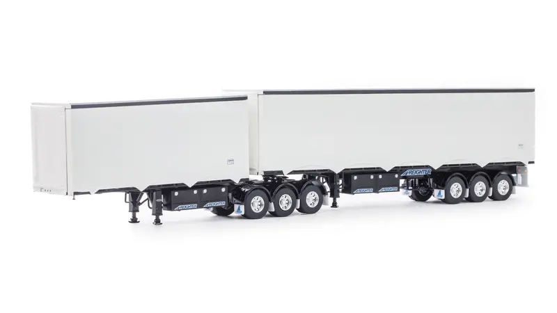 1:50 Eziliner B-Double Trailer Set -- White/Black -- Drake Truck Zt09215 1