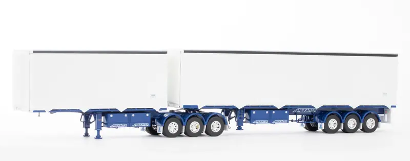 1:50 Eziliner B-Double Trailer Set -- White/Blue -- Drake Truck Zt09202 1