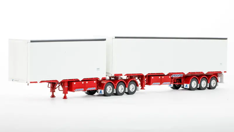 1:50 Eziliner B-Double Trailer Set -- White/Red -- Drake Truck Zt09207 1