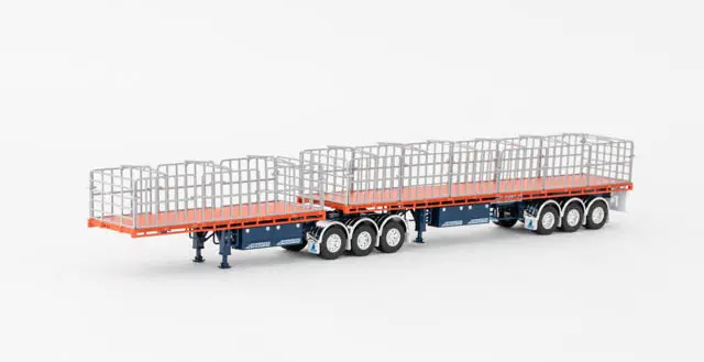 1:50 Freighter B Double Flat Top -- Orange/Blue -- Drake Truck Zt09131 1