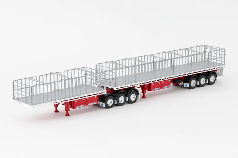 1:50 Freighter B Double Flat Top -- White/Red -- Drake Truck Zt09125 1