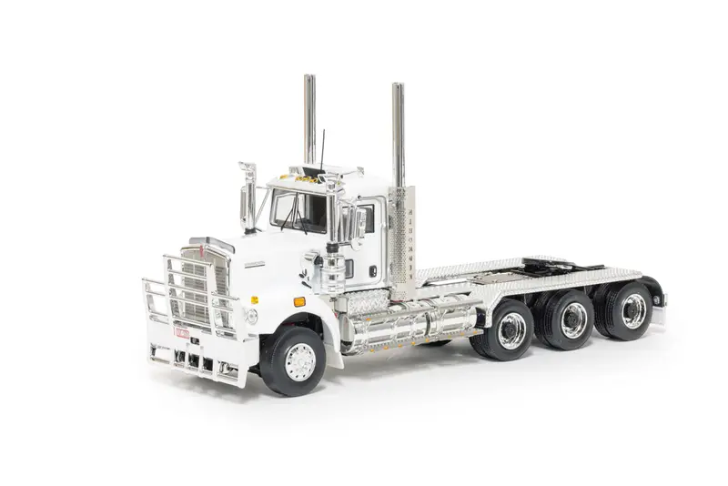 1:50 Kenworth C509 Day Cab Tri Drive -- White/Black -- Drake Truck Z01646 1