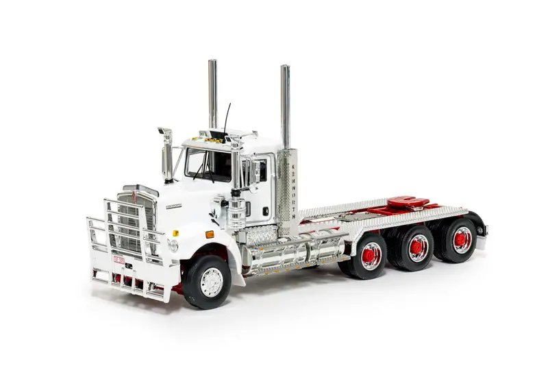 1:50 Kenworth C509 Day Cab Tri Drive -- White/Red -- Drake Truck Z01644 1