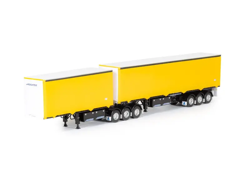 1:50 T-Liner B-Double Trailer -- Yellow/White/Black -- Drake Truck Zt09359 1