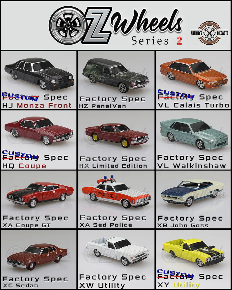 1:64 12-Pack Full Set -- Factory Spec / Barn Find -- Oz Wheels Series 2 1
