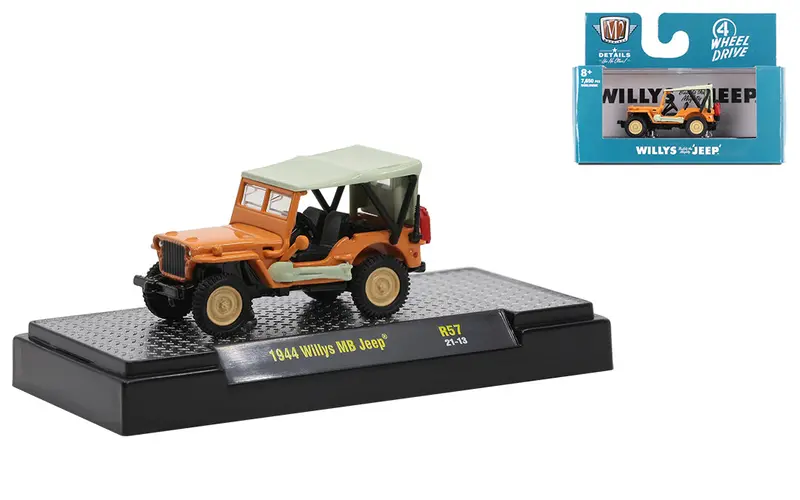 1:64 1944 Willys Mb Jeep -- Orange -- M2 Machines Detroit Muscle 1