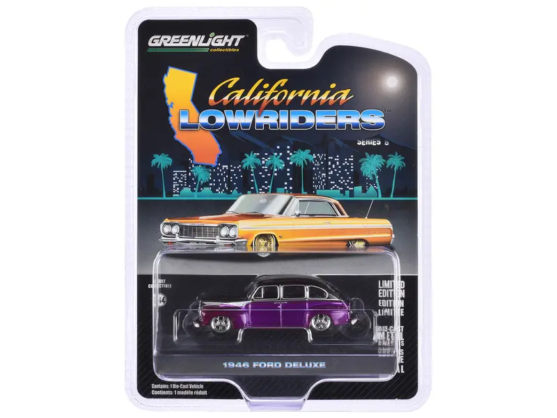 1:64 1946 Ford Fordor Super Deluxe -- Purple / Black -- California Lowriders 1