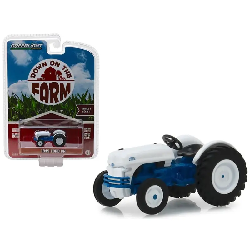 1:64 1949 Ford 8N Tractor Blue And White "Down On The Farm" -- Greenlight 1