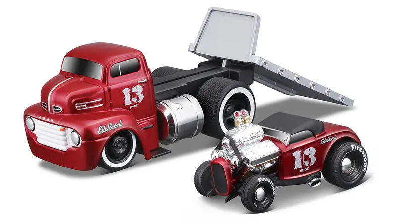 1:64 1950 Ford Coe Flatbed & 1932 Roadster -- Muscle Machines Transports 1