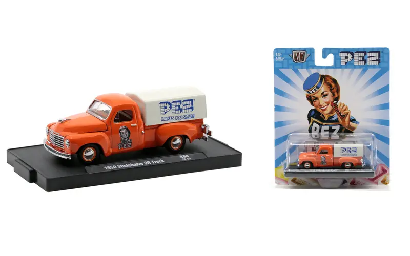 1:64 1950 Studebaker 2R Truck -- Pez Orange -- M2 Machines Auto Drivers 94 1