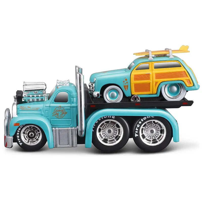 1:64 1953 Mack B-61 Flatbed / 1950 Ford Woody -- Muscle Machines Transports 1