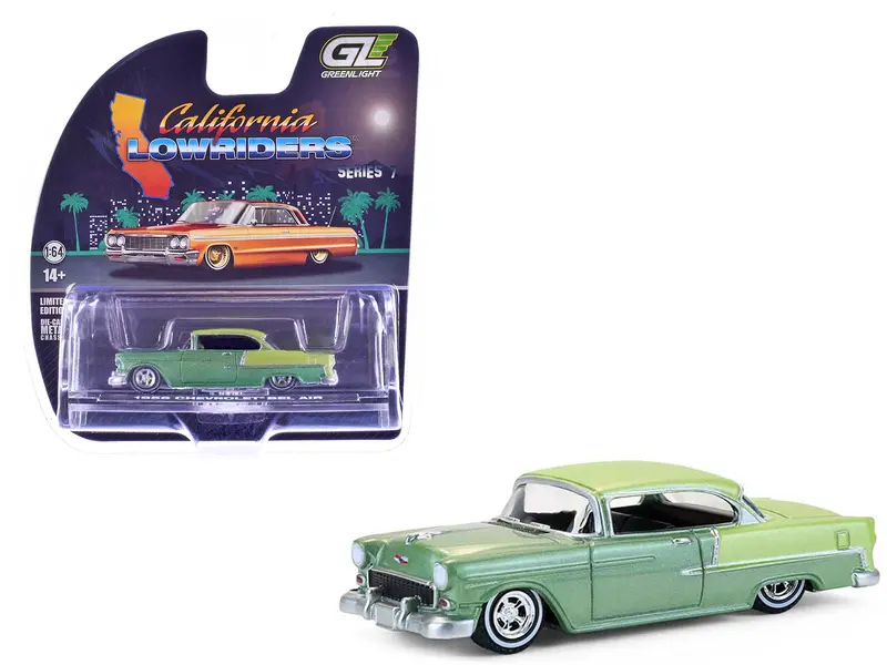 1:64 1955 Chevrolet Bel Air - Green/Yellow -- Greenlight: California Lowriders 1