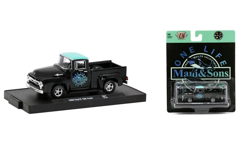 1:64 1956 Ford F-100 Truck -- Black Maui & Sons -- M2 Machines 1