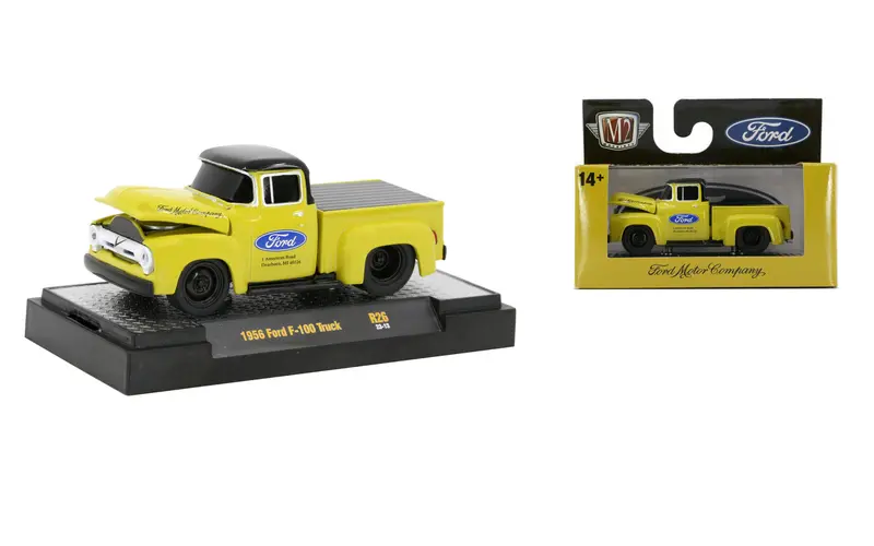 1:64 1956 Ford F-100 Truck -- Yellow/Black -- M2 Machines Ground-Pounders 1