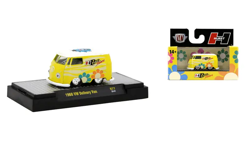 1:64 1960 Vw Delivery Van Shorty -- Hurst Yellow -- M2 Machines Auto Thentics 77 1