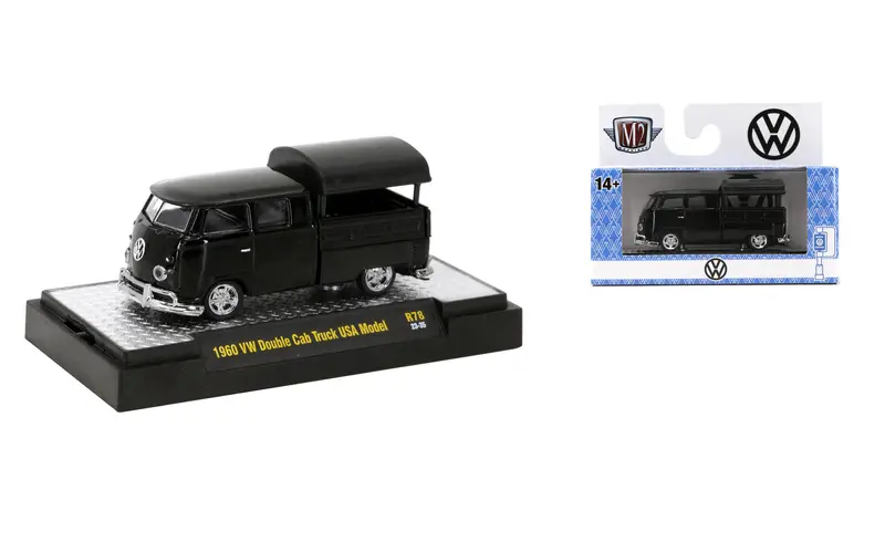 1:64 1960 Vw Kombi Double Cab Truck Usa Model -- Black -- M2 Machines 1